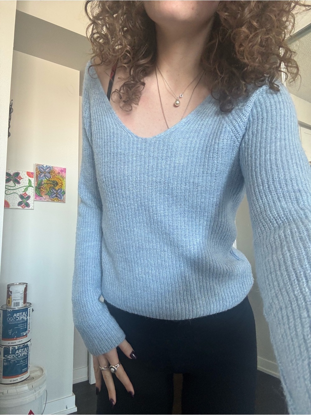 Blue V Neck Sweater